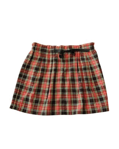 Box Pleat Orange And Black Check Flannel Skirt Wholesale