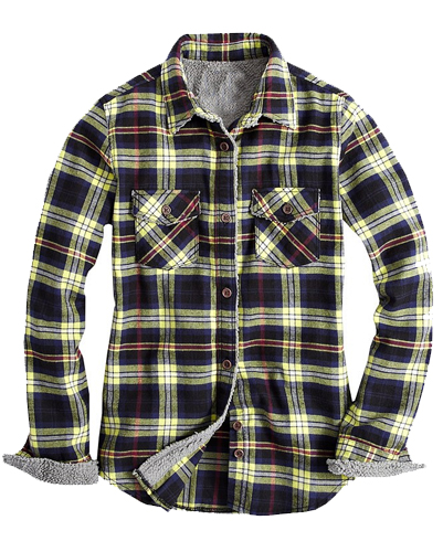 Fur Lined Checked Citrus Flannel Shirt Wholesale